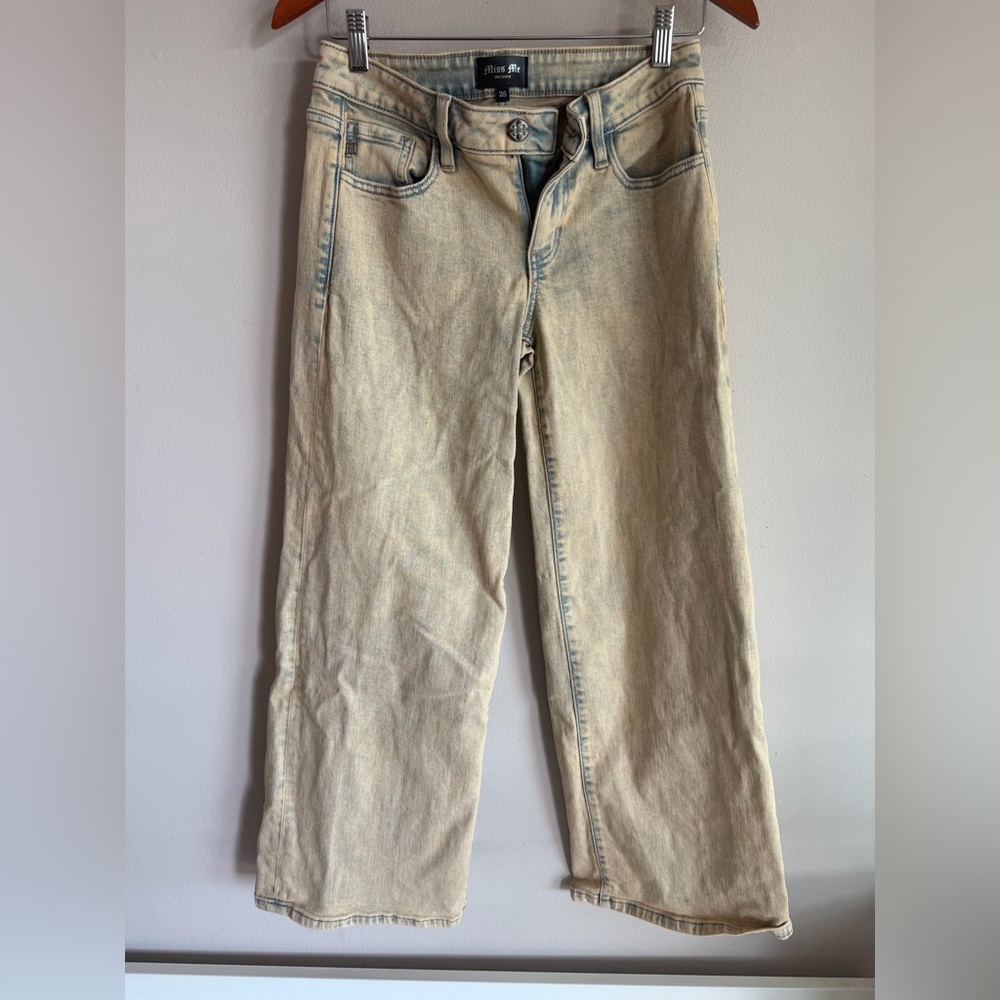 Miss Me Premier Acid Wash Wide Leg Jeans Sand Blue Size 25 Vintage Style‎